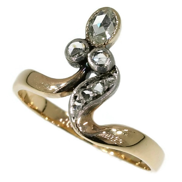 Decorative gold Victorian rose cut diamond ring